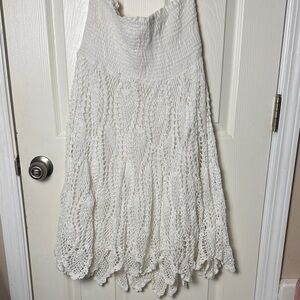 Raviya White Crochet A-Line Skirt